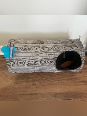 KONG Gray Wood-Pattern Cat Tunnel with Butterfly and Toy